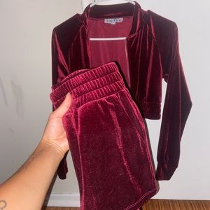 TicToc Red Matching Suede Sweatsuit Small